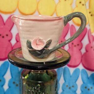 Heather Goldminc for Blue Sky Clayworks Pink Rose ceramic creamer